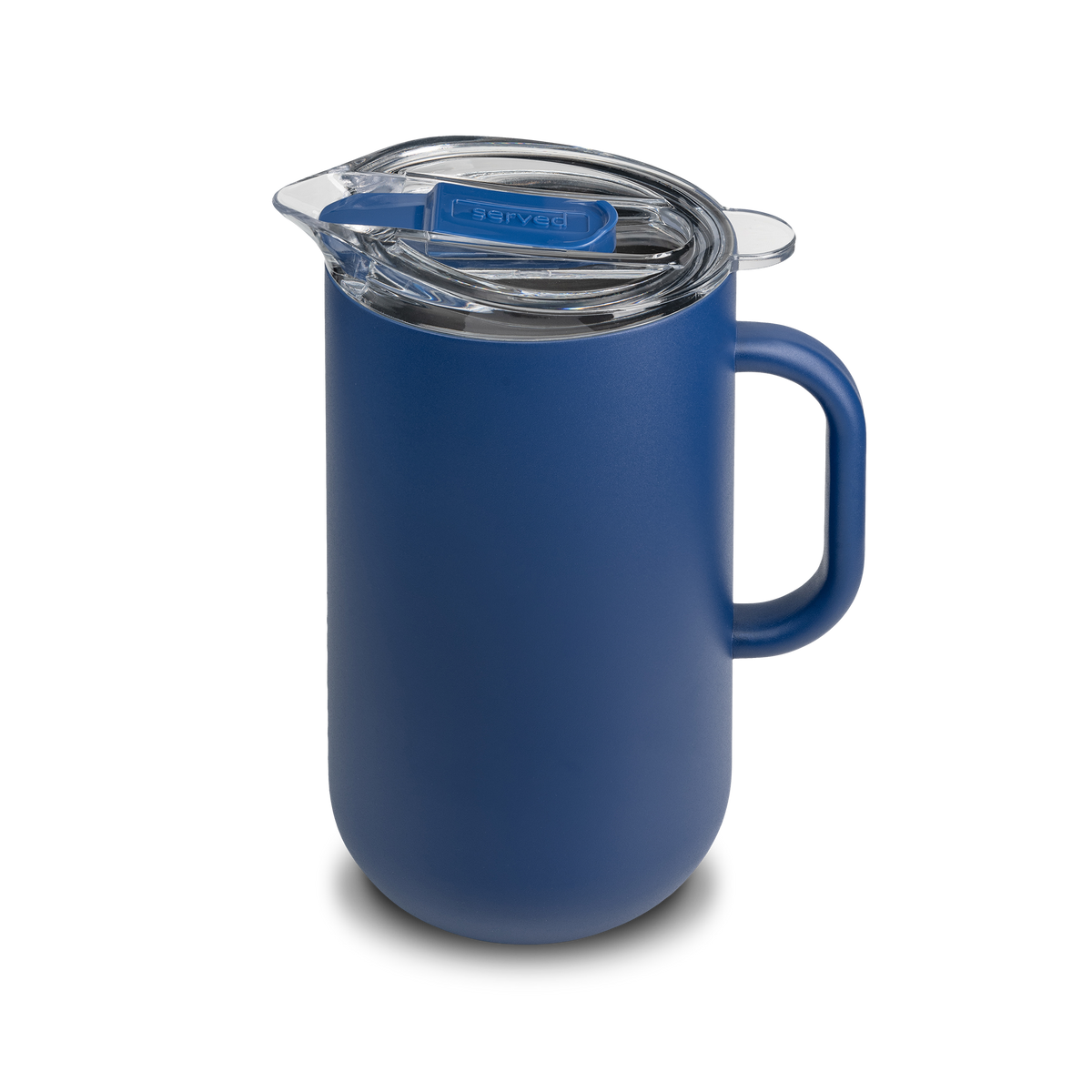 SERVED - Stainless Steel Pitcher with Lid (2L) | Insulated Drink Dispenser  Keeps Beverages Cold or Hot for Hours I Travel Pitcher, Leak Proof (Blue